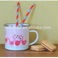 outdoor high quality Customized Printed flamingo enamel camping mug enamel product